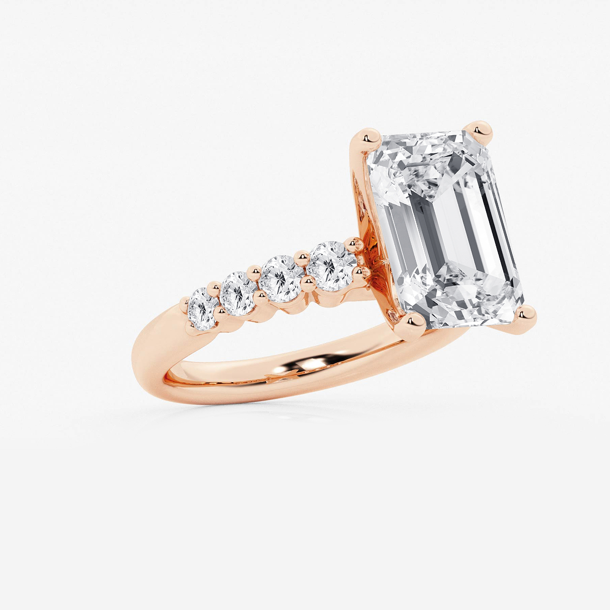 Additional Image 1 for  6 2/3 ctw Emerald Lab Grown Diamond Graduated Engagement Ring