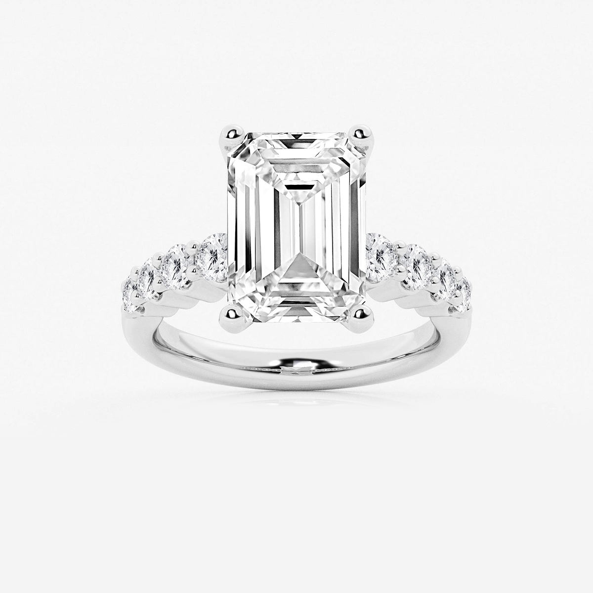 6 2/3 ctw Emerald Lab Grown Diamond Graduated Engagement Ring