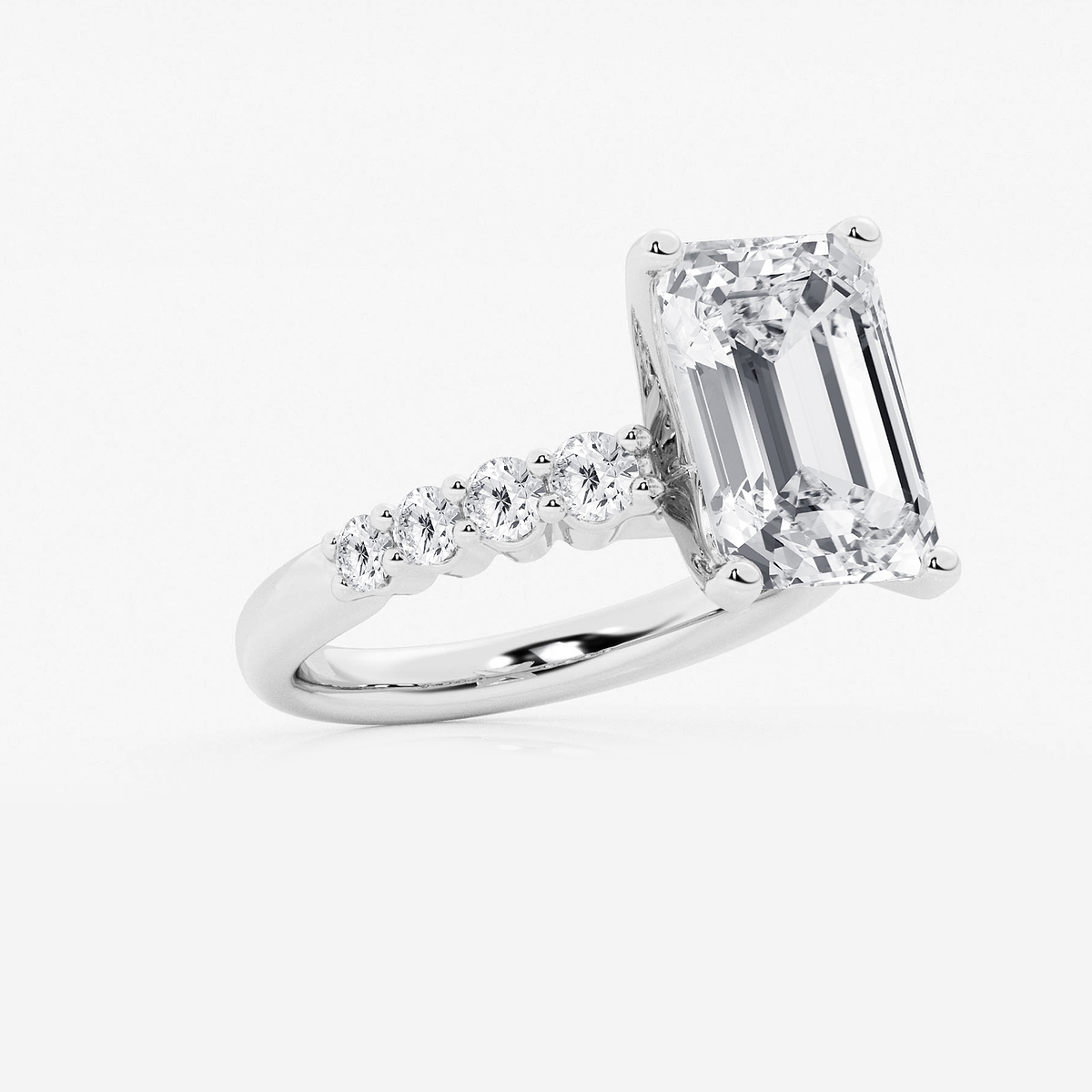 Additional Image 1 for  6 2/3 ctw Emerald Lab Grown Diamond Graduated Engagement Ring