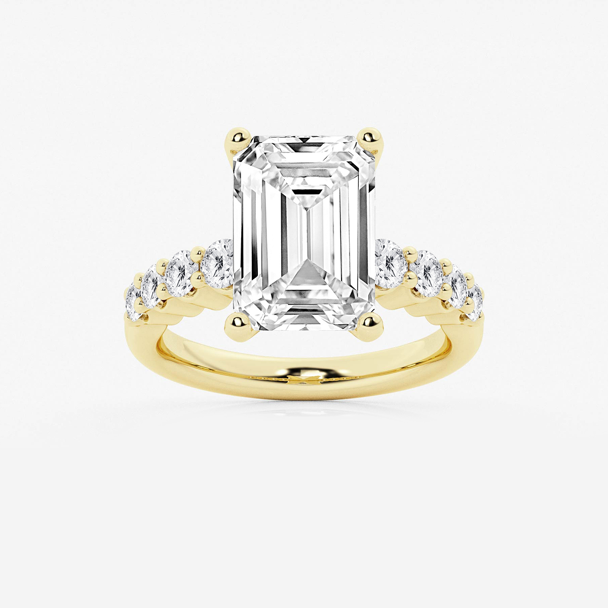 6 2/3 ctw Emerald Lab Grown Diamond Graduated Engagement Ring
