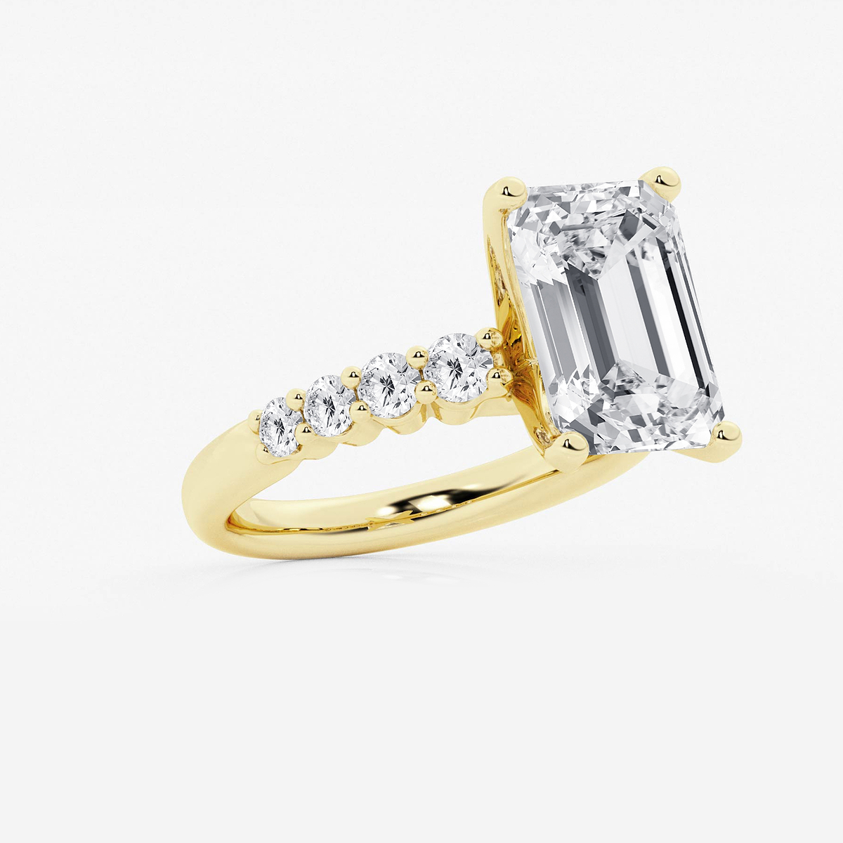 Additional Image 1 for  6 2/3 ctw Emerald Lab Grown Diamond Graduated Engagement Ring