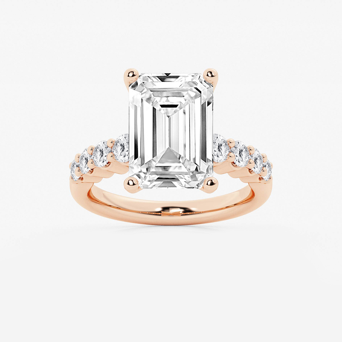 7 2/3 ctw Emerald Lab Grown Diamond Graduated Engagement Ring