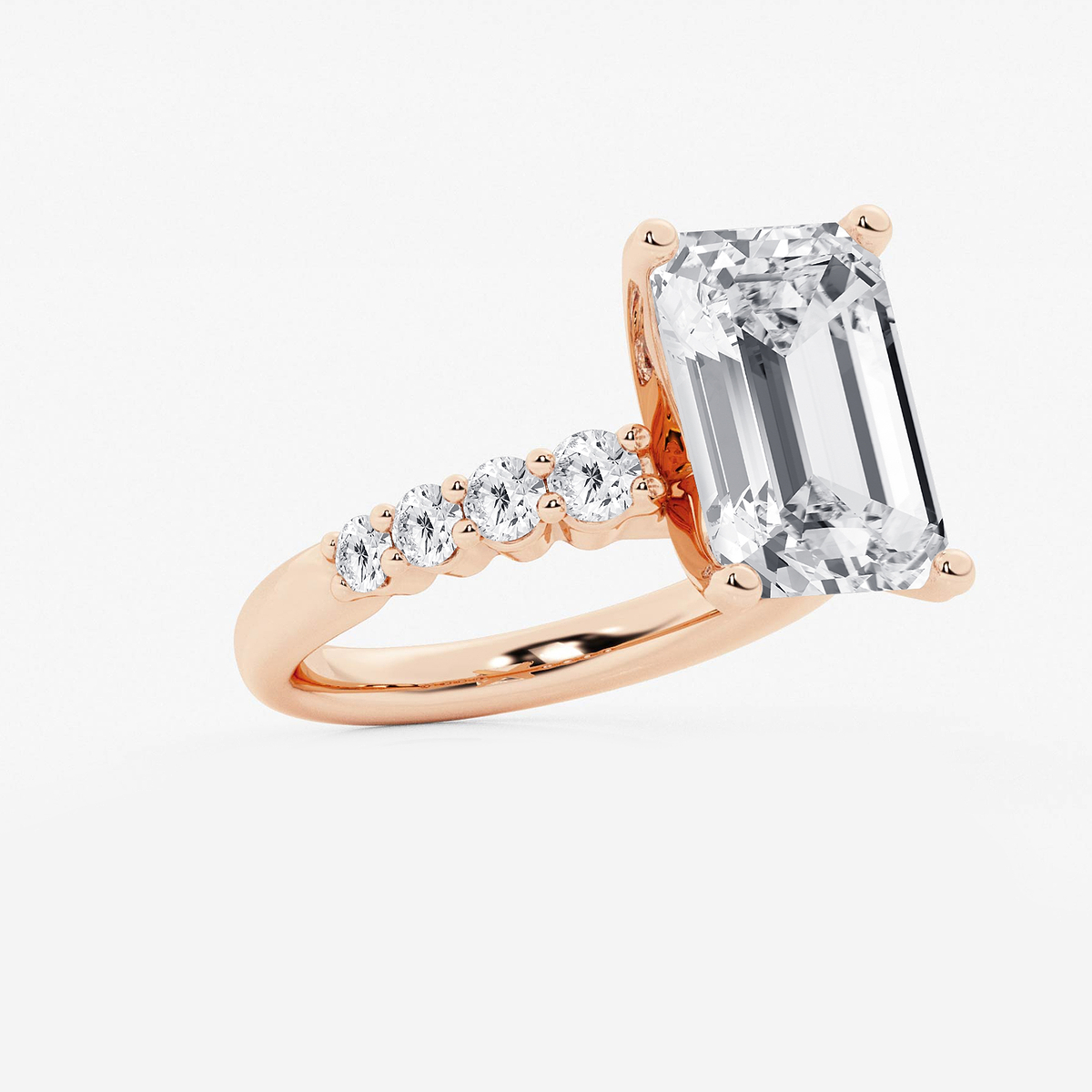 Additional Image 1 for  7 2/3 ctw Emerald Lab Grown Diamond Graduated Engagement Ring