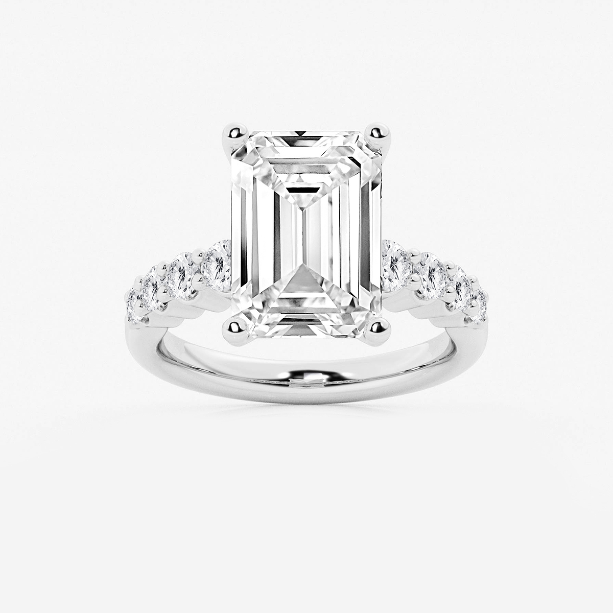 7 2/3 ctw Emerald Lab Grown Diamond Graduated Engagement Ring
