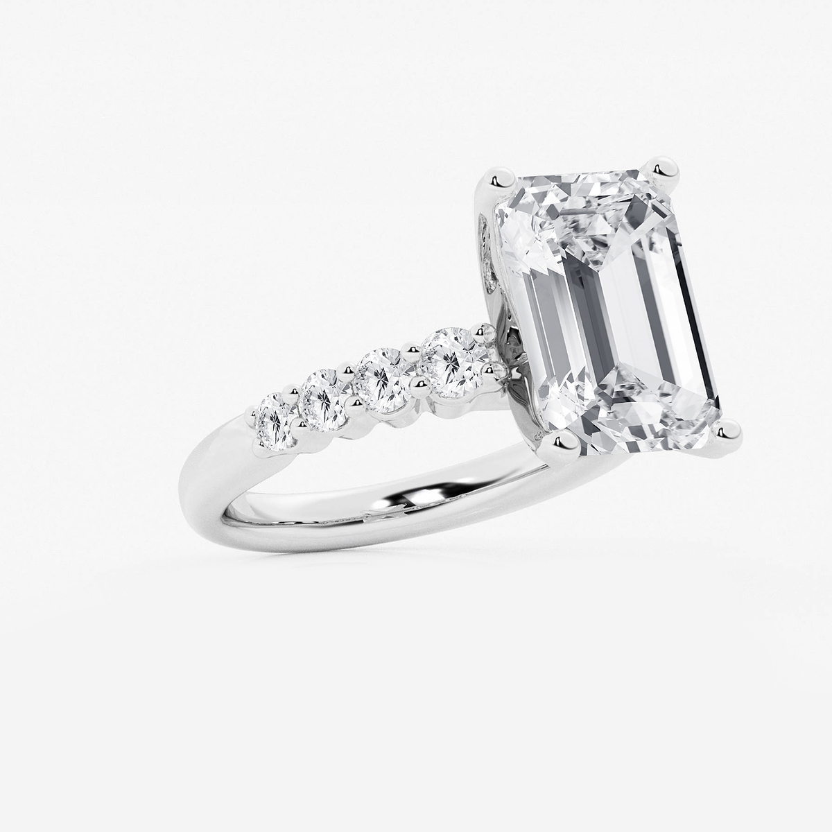 Additional Image 1 for  7 2/3 ctw Emerald Lab Grown Diamond Graduated Engagement Ring
