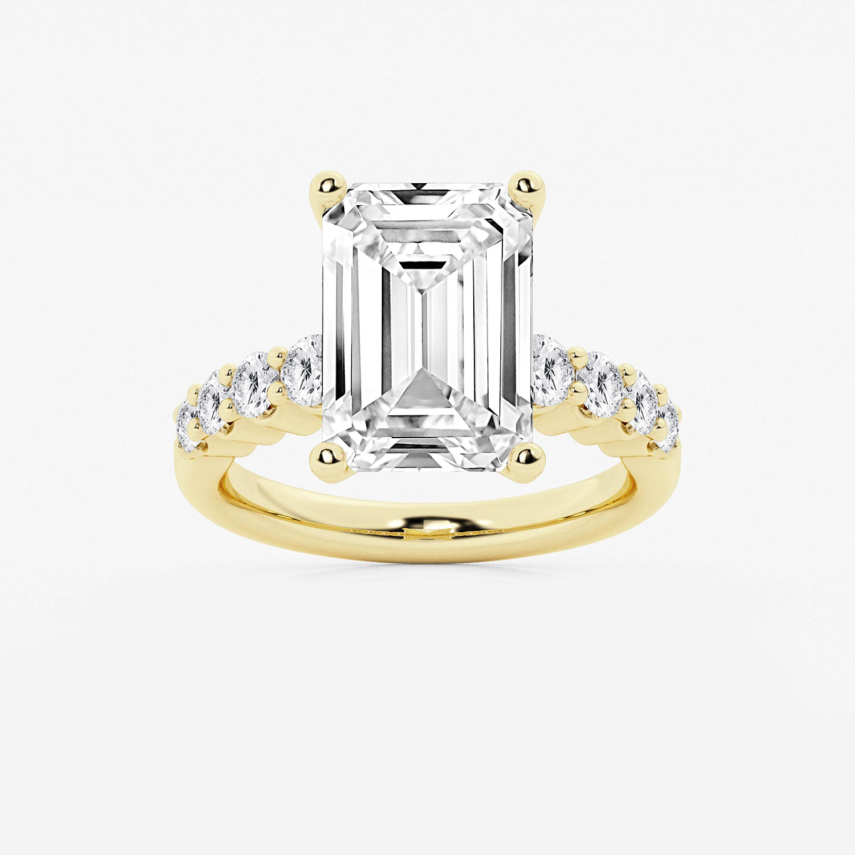 7 2/3 ctw Emerald Lab Grown Diamond Graduated Engagement Ring