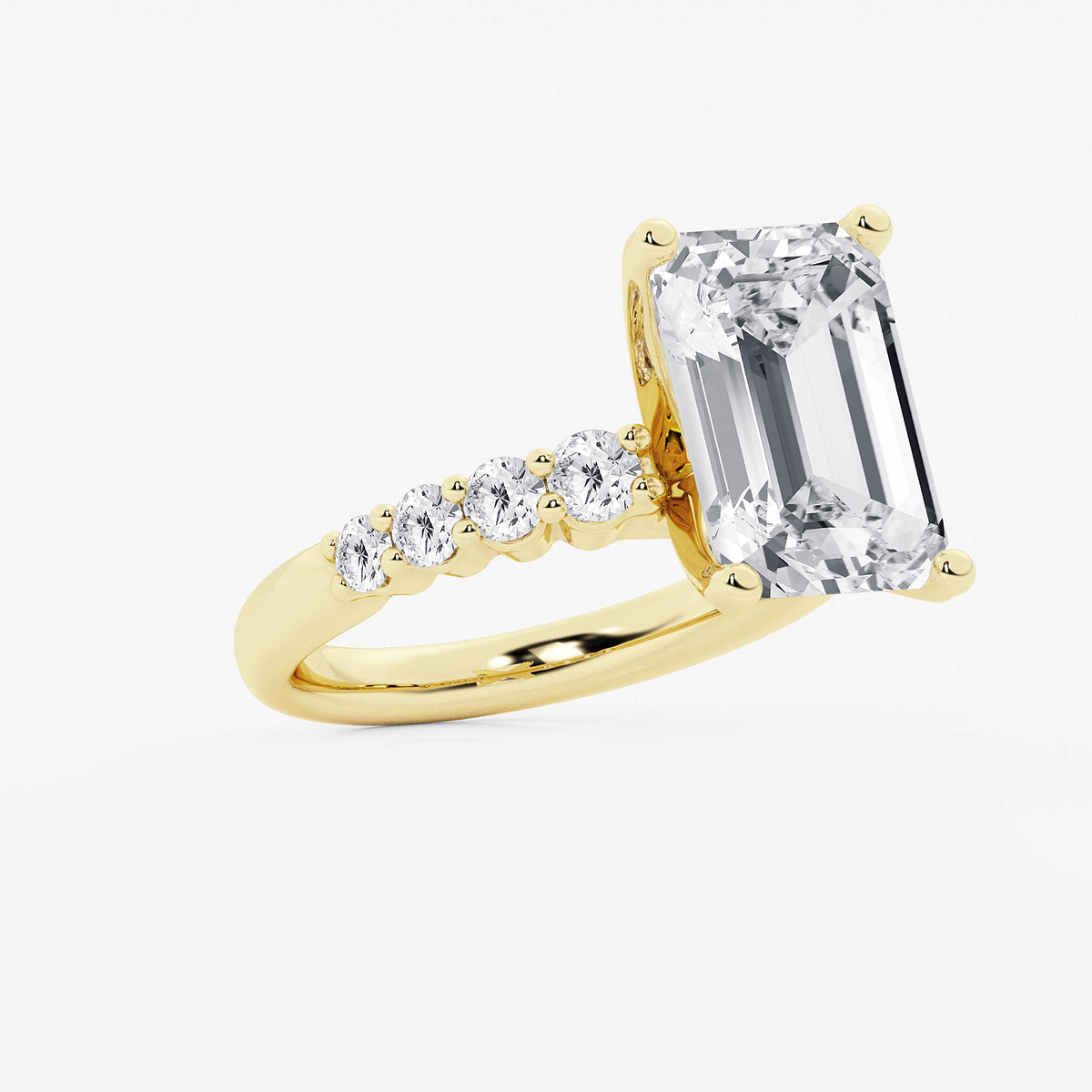 Additional Image 1 for  7 2/3 ctw Emerald Lab Grown Diamond Graduated Engagement Ring