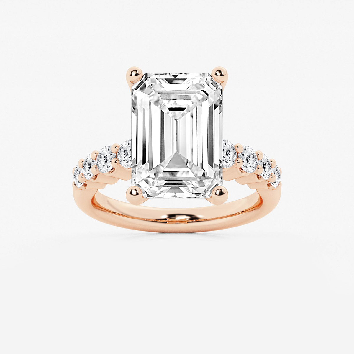 8 2/3 ctw Emerald Lab Grown Diamond Graduated Engagement Ring