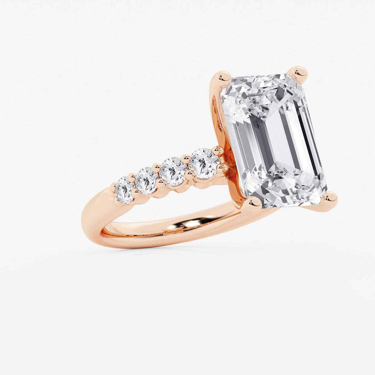 Additional Image 1 for  8 2/3 ctw Emerald Lab Grown Diamond Graduated Engagement Ring