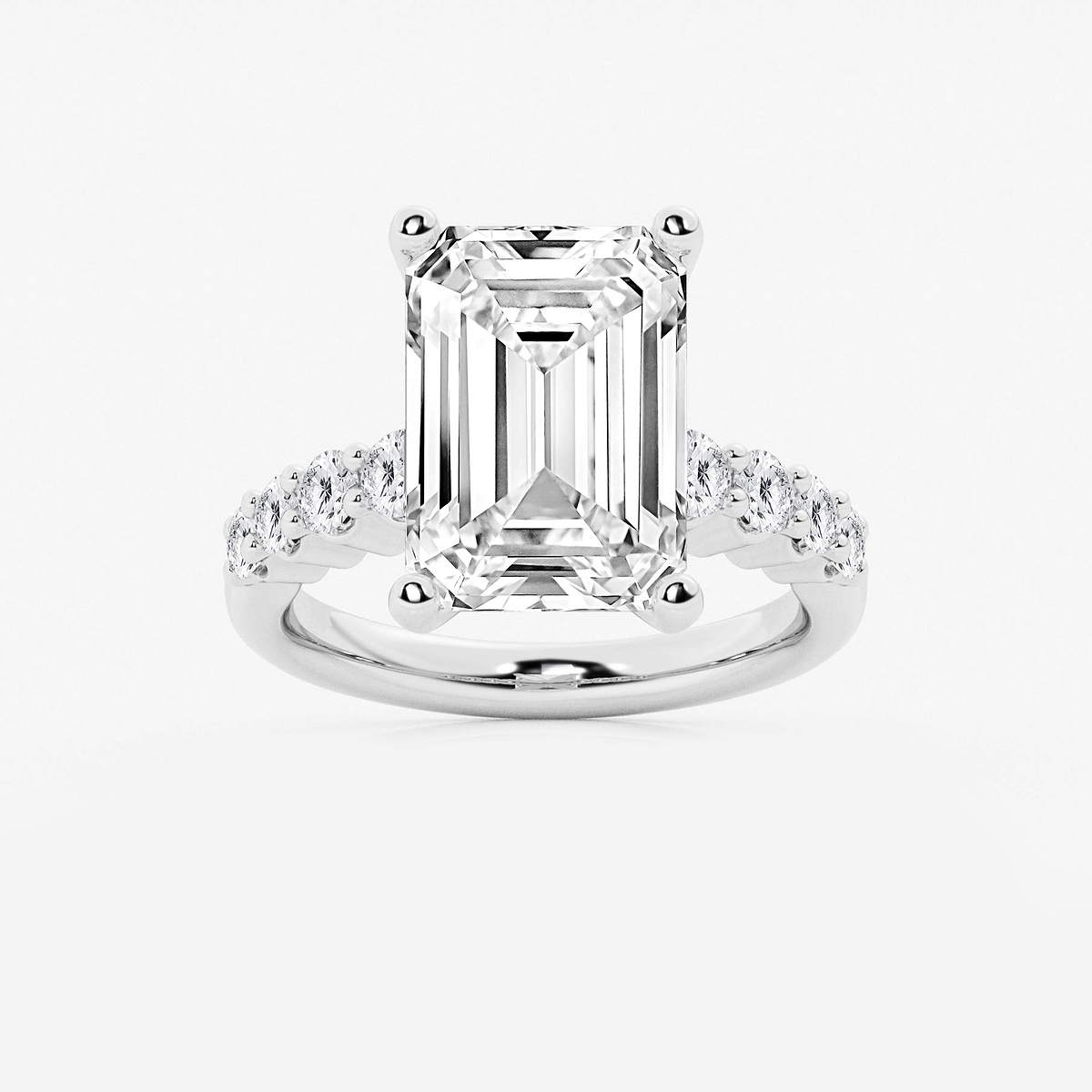 8 2/3 ctw Emerald Lab Grown Diamond Graduated Engagement Ring