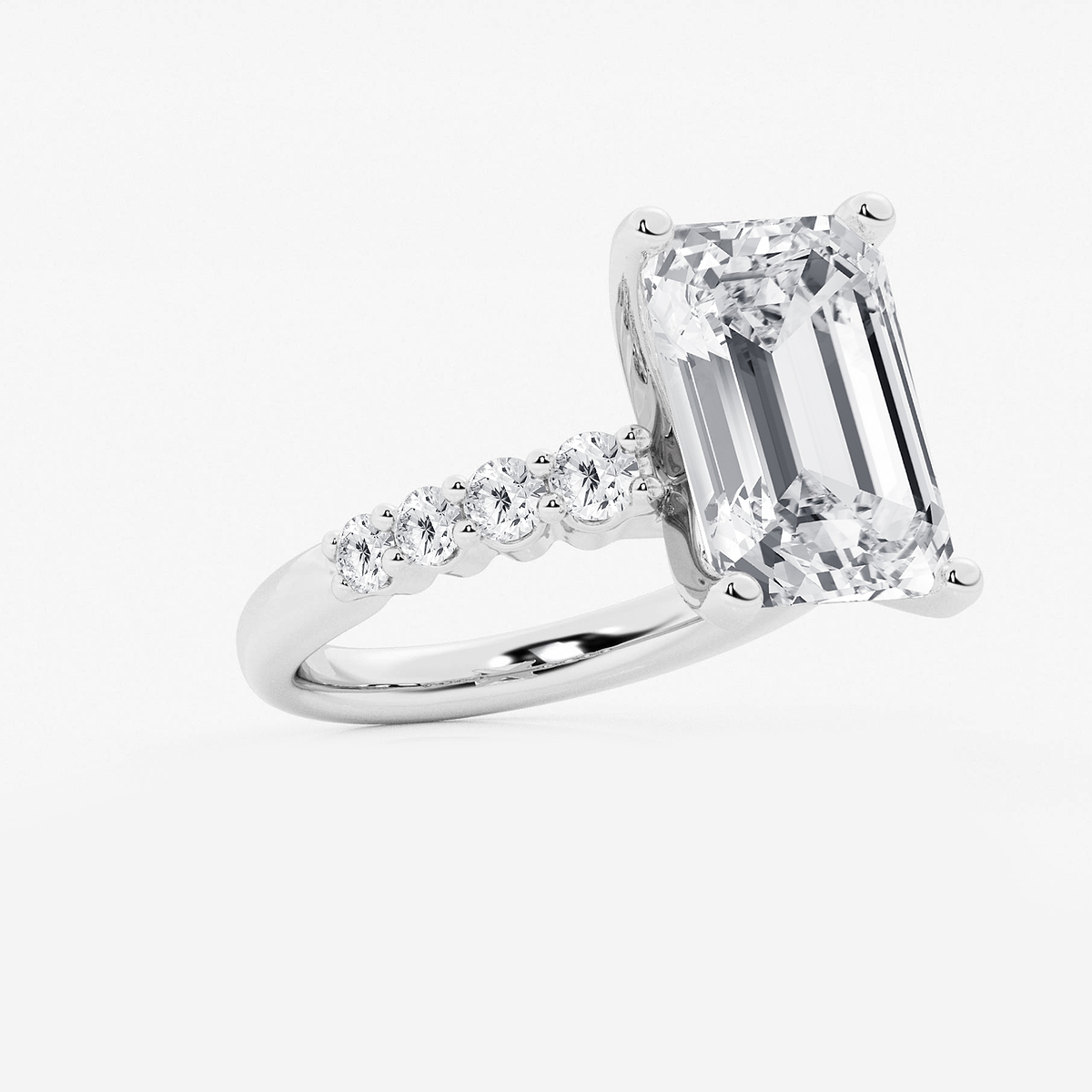 Additional Image 1 for  8 2/3 ctw Emerald Lab Grown Diamond Graduated Engagement Ring