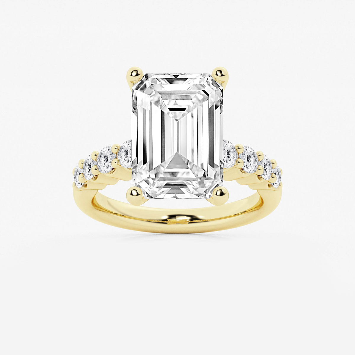 8 2/3 ctw Emerald Lab Grown Diamond Graduated Engagement Ring