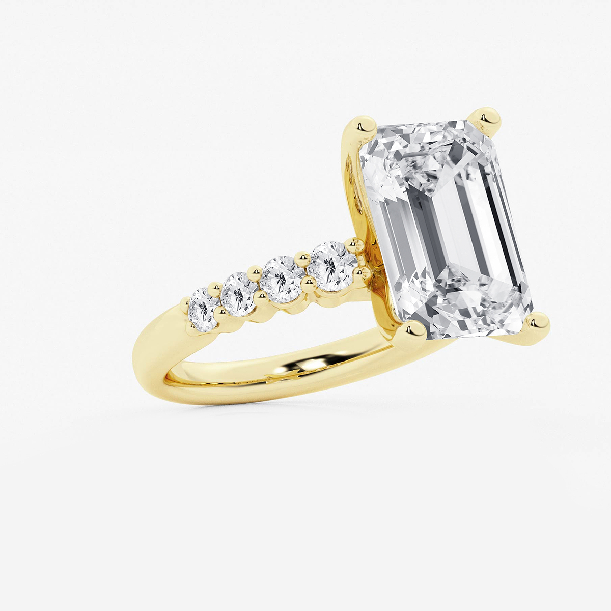 Additional Image 1 for  8 2/3 ctw Emerald Lab Grown Diamond Graduated Engagement Ring