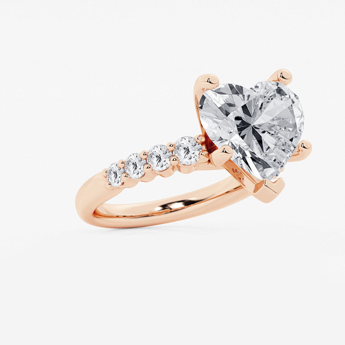 Additional Image 1 for  7 2/3 ctw Heart Lab Grown Diamond Graduated Engagement Ring
