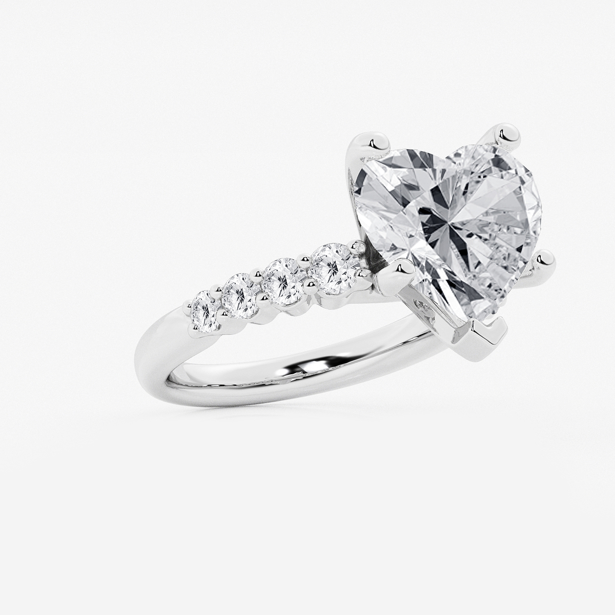 Additional Image 1 for  7 2/3 ctw Heart Lab Grown Diamond Graduated Engagement Ring