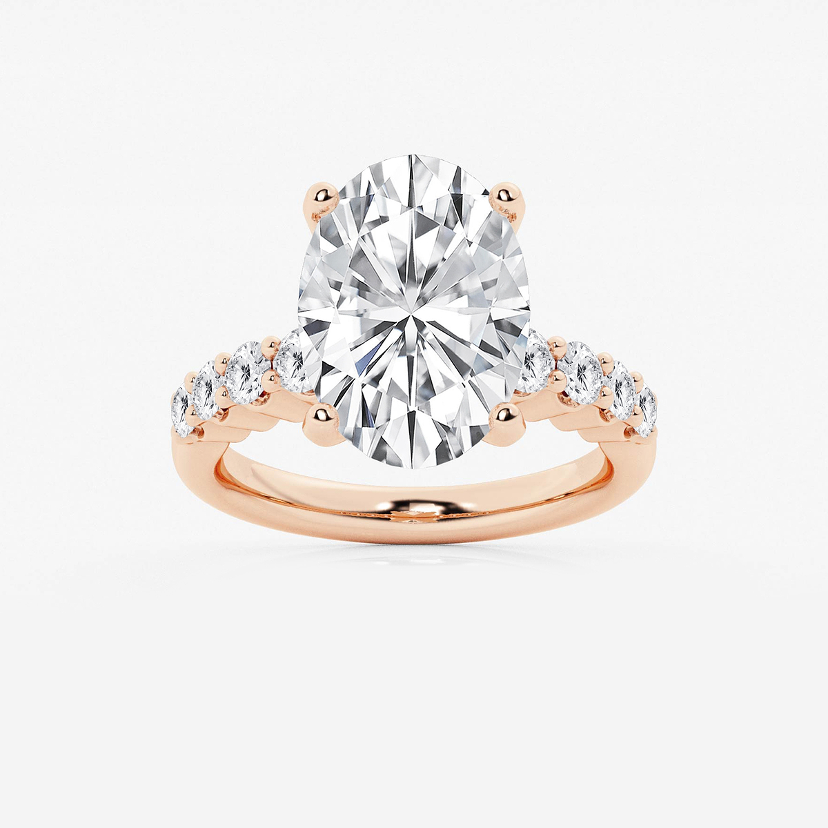 6 2/3 ctw Oval Lab Grown Diamond Graduated Engagement Ring