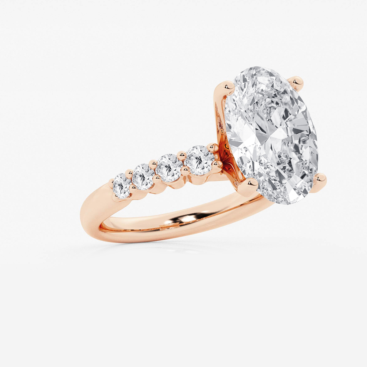 Additional Image 1 for  6 2/3 ctw Oval Lab Grown Diamond Graduated Engagement Ring