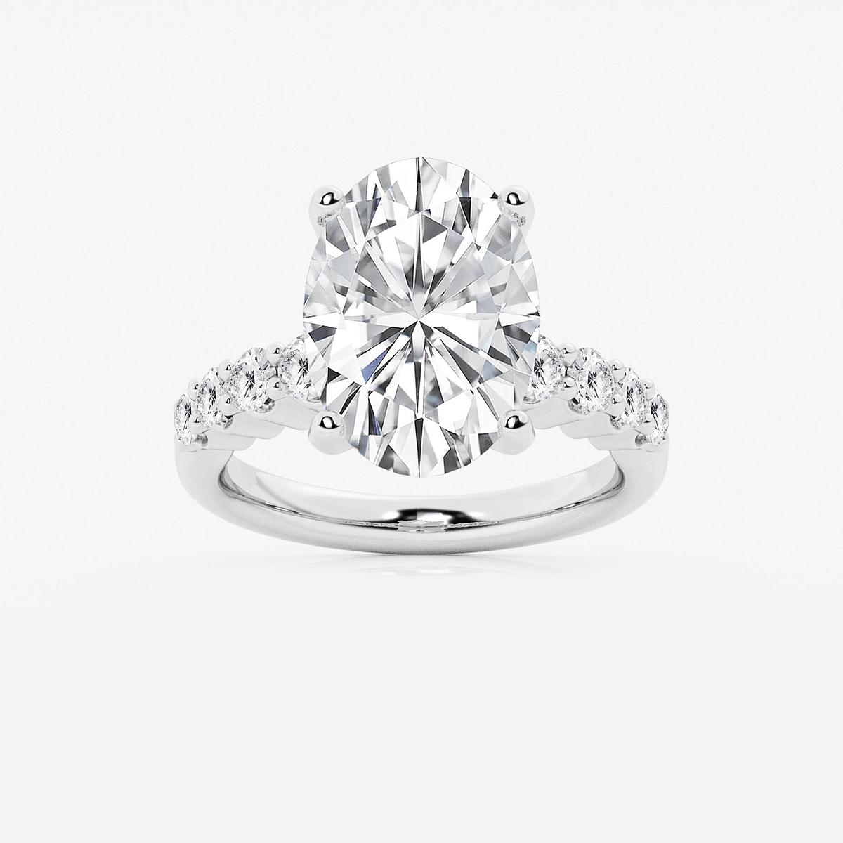 6 2/3 ctw Oval Lab Grown Diamond Graduated Engagement Ring