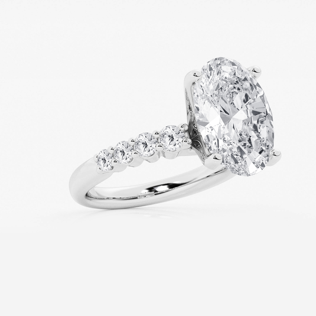 Additional Image 1 for  6 2/3 ctw Oval Lab Grown Diamond Graduated Engagement Ring