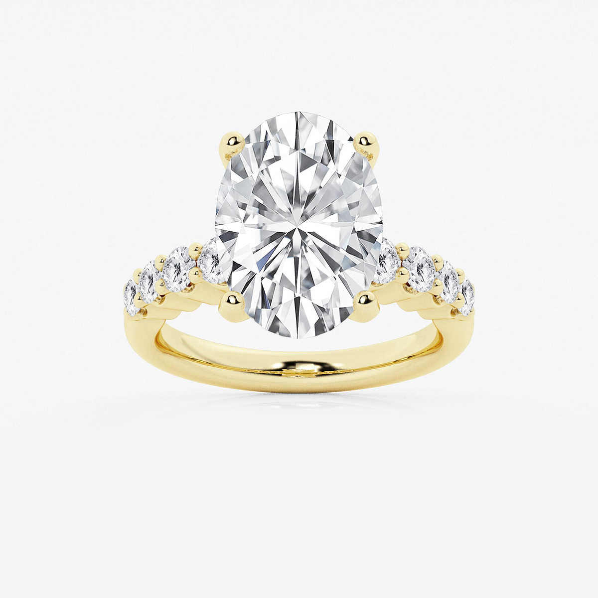 6 2/3 ctw Oval Lab Grown Diamond Graduated Engagement Ring