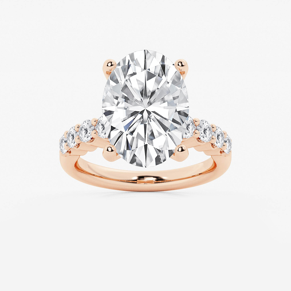 7 2/3 ctw Oval Lab Grown Diamond Graduated Engagement Ring