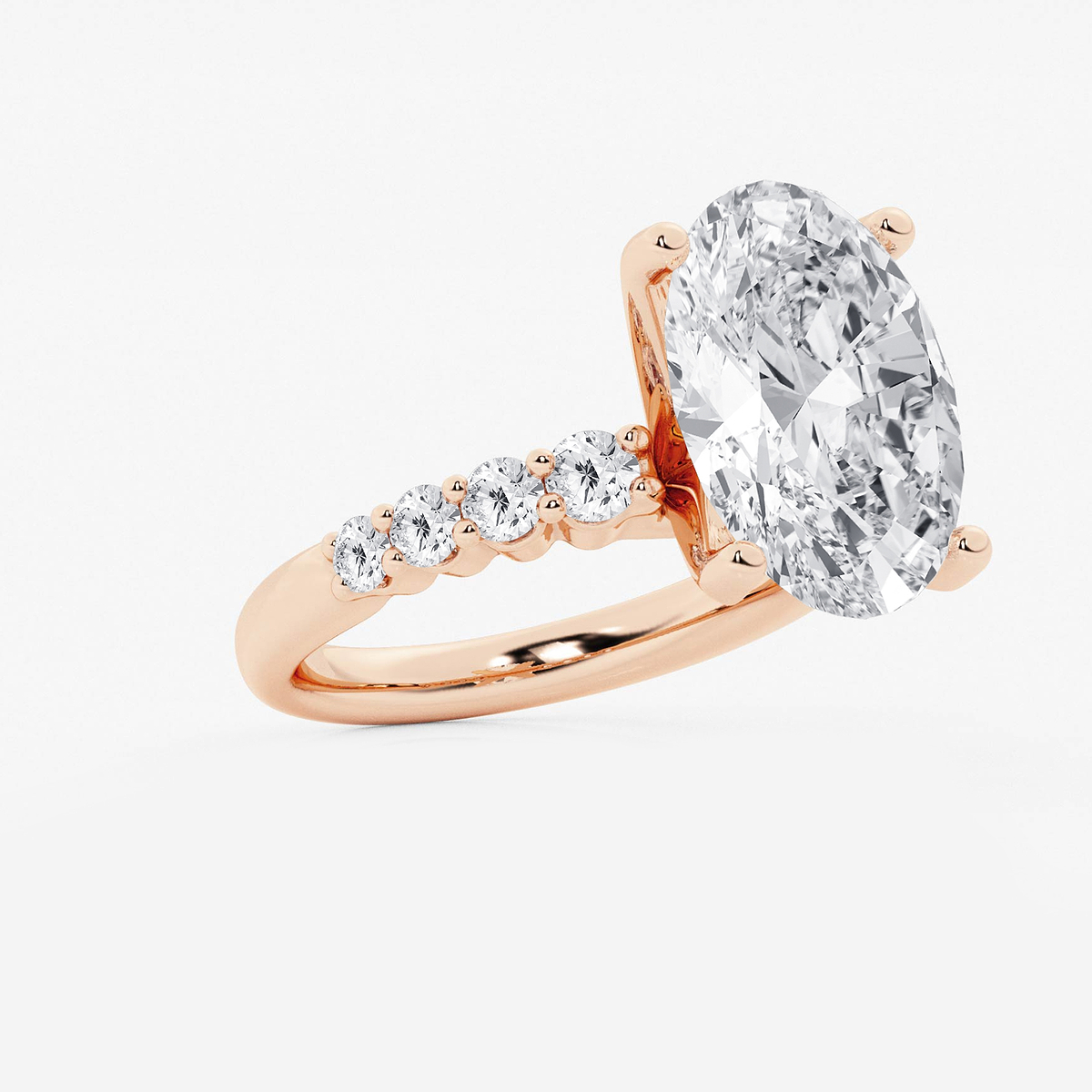Additional Image 1 for  7 2/3 ctw Oval Lab Grown Diamond Graduated Engagement Ring