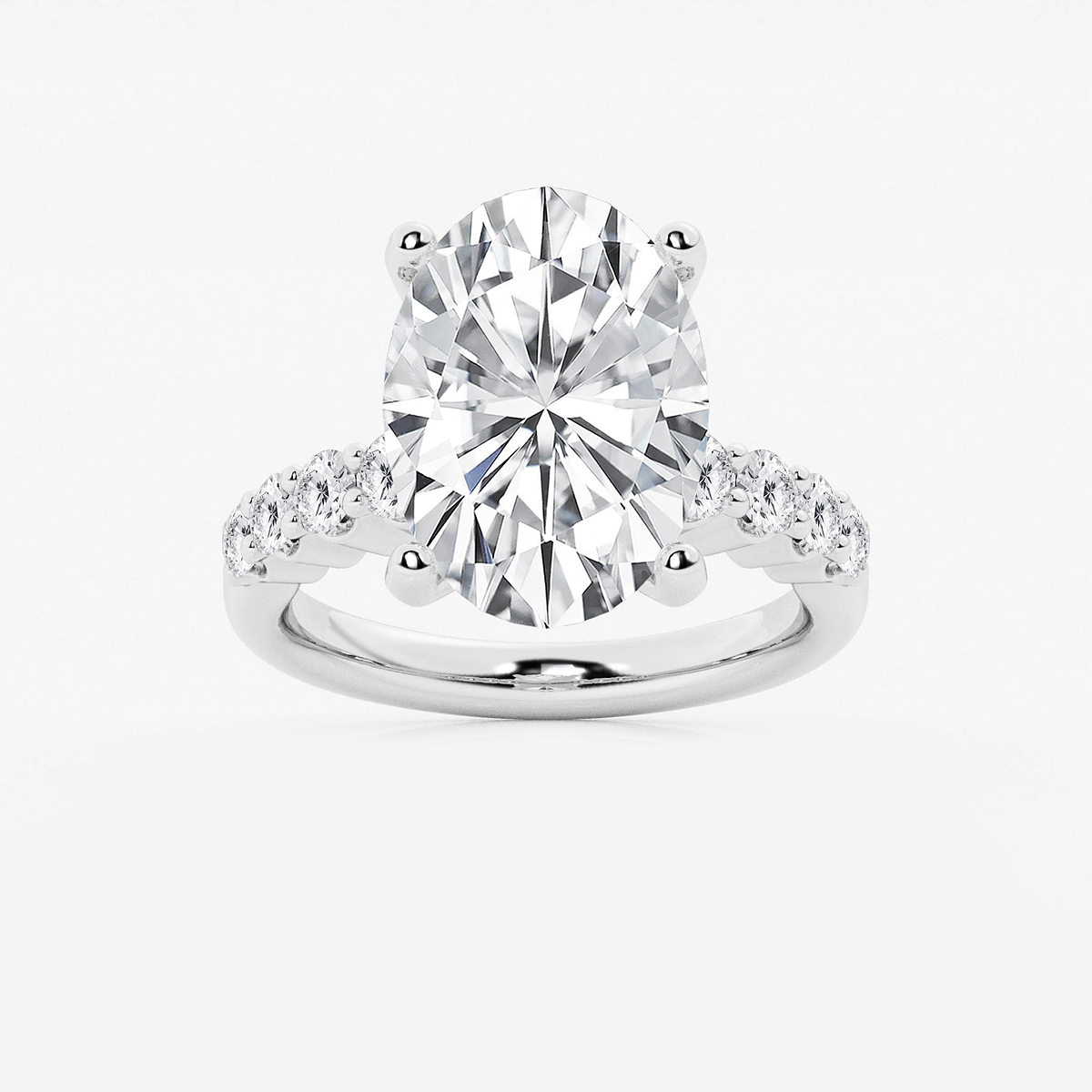 7 2/3 ctw Oval Lab Grown Diamond Graduated Engagement Ring