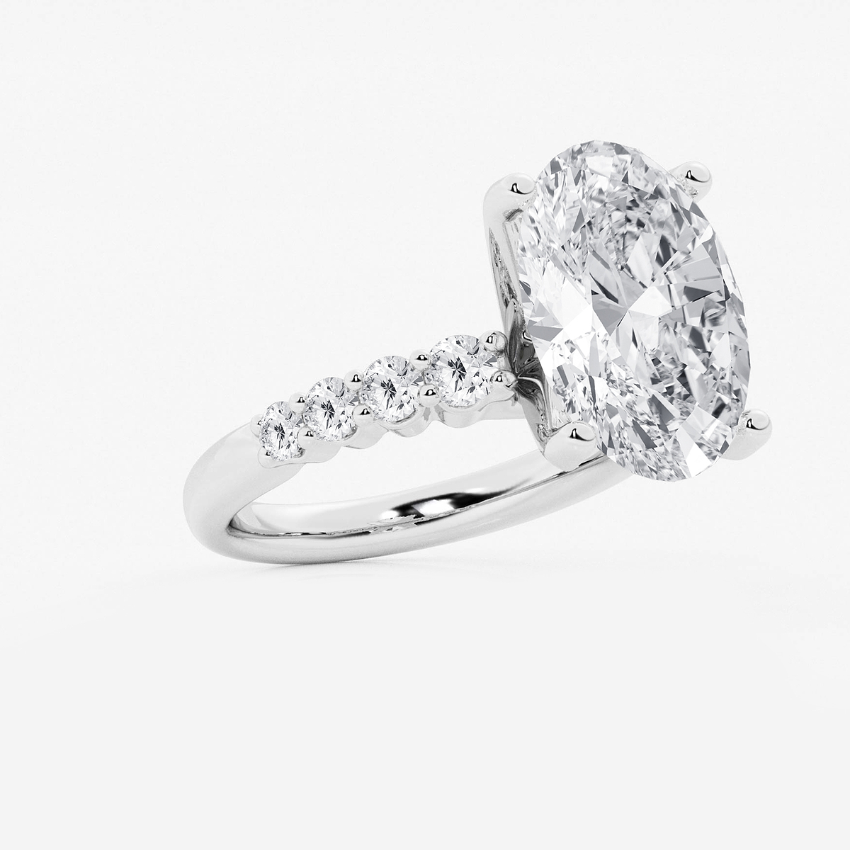 Additional Image 1 for  7 2/3 ctw Oval Lab Grown Diamond Graduated Engagement Ring