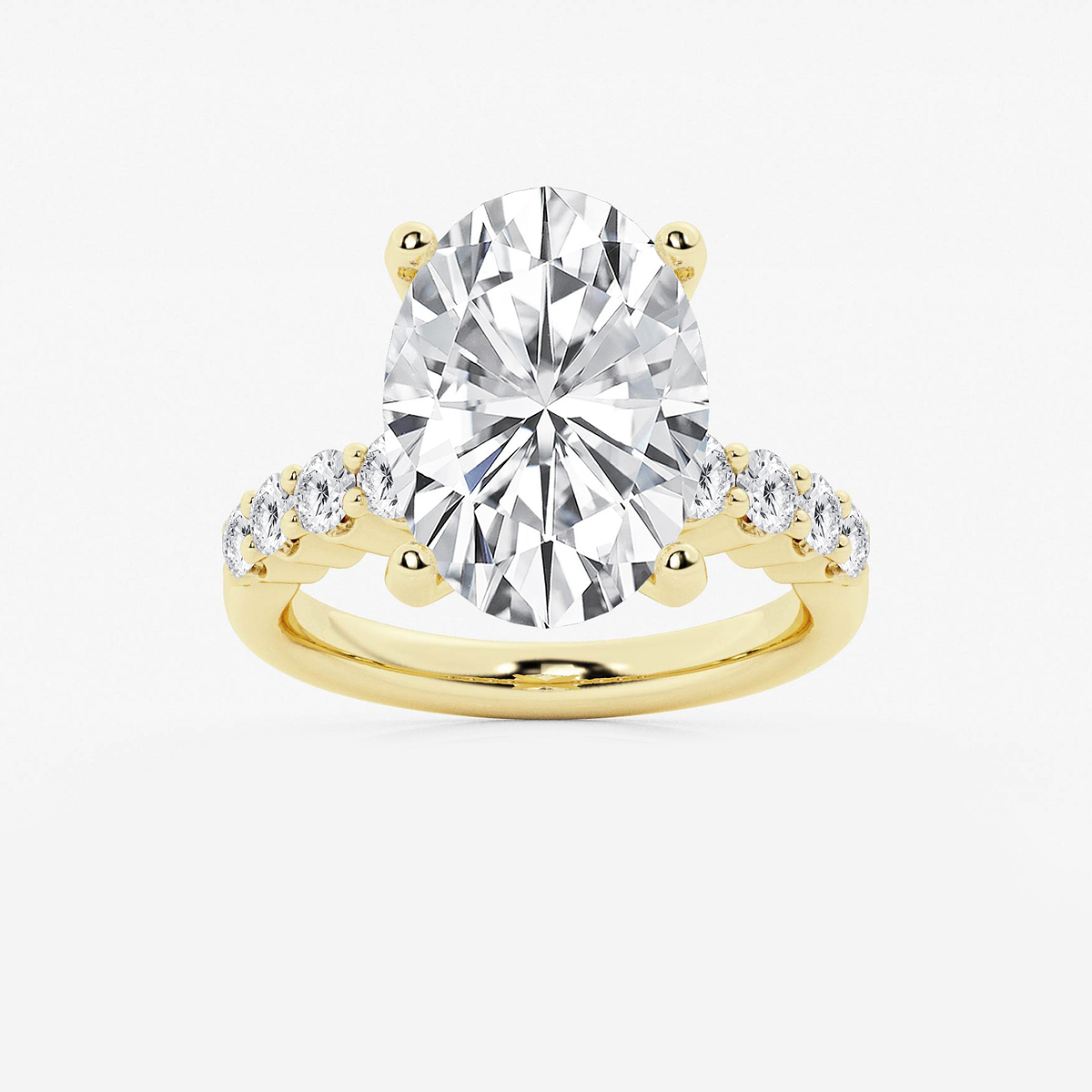 7 2/3 ctw Oval Lab Grown Diamond Graduated Engagement Ring