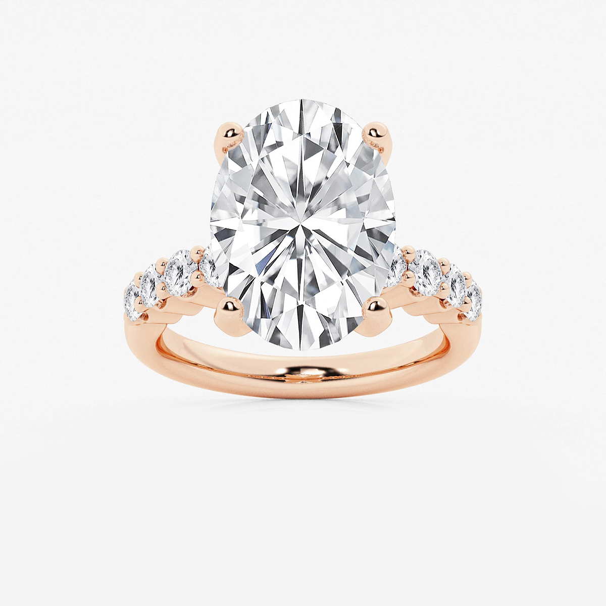 8 2/3 ctw Oval Lab Grown Diamond Graduated Engagement Ring