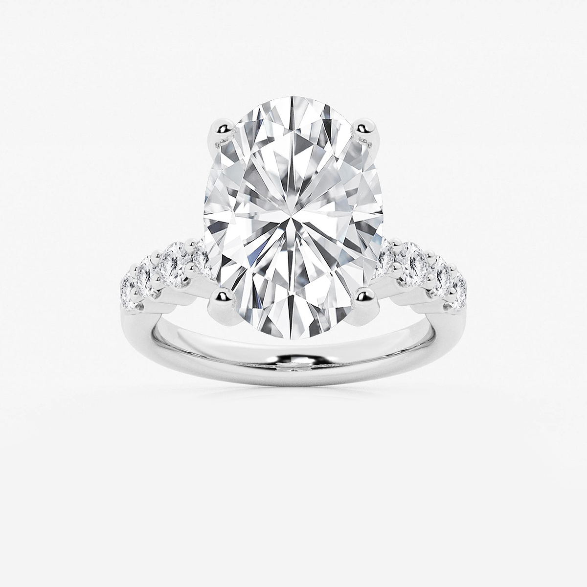 8 2/3 ctw Oval Lab Grown Diamond Graduated Engagement Ring