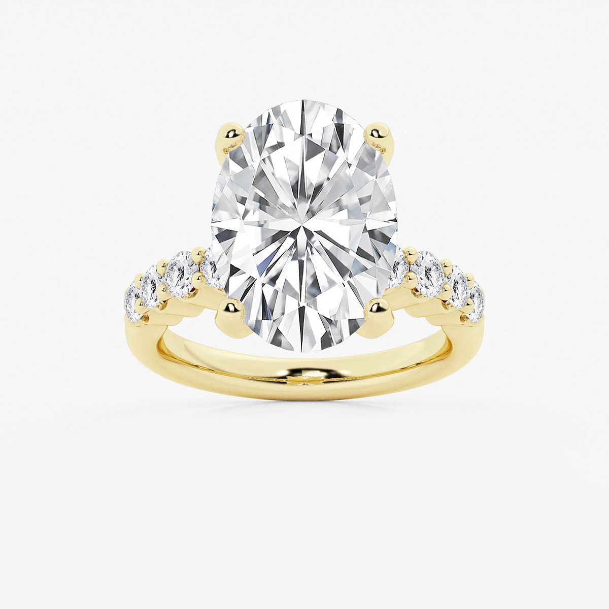 8 2/3 ctw Oval Lab Grown Diamond Graduated Engagement Ring