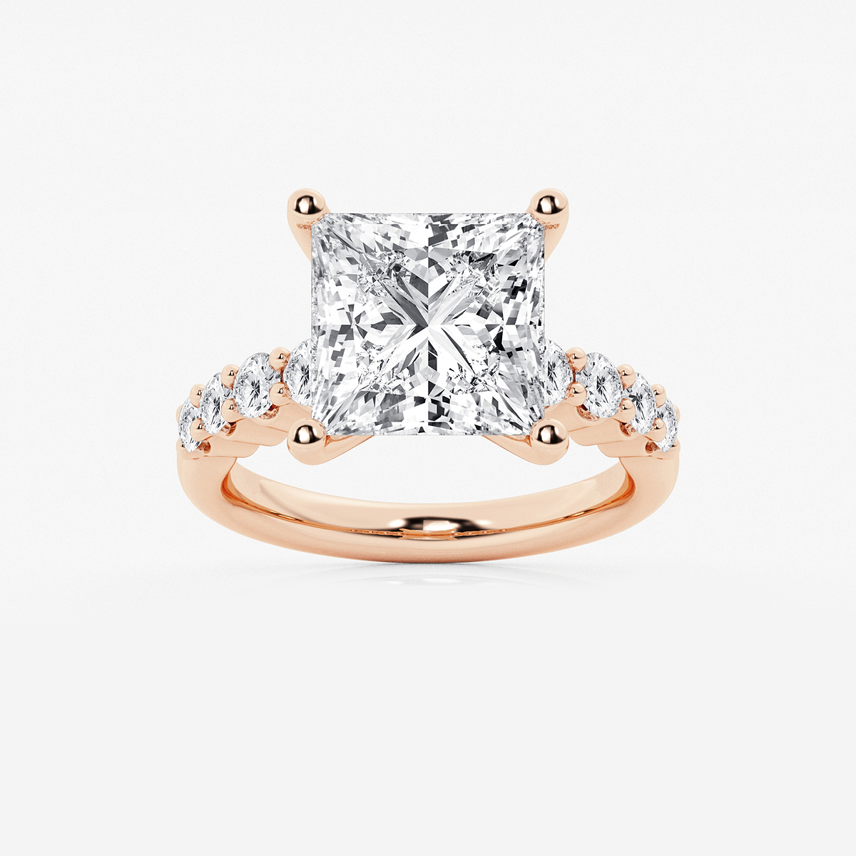 6 2/3 ctw Princess Lab Grown Diamond Graduated Engagement Ring