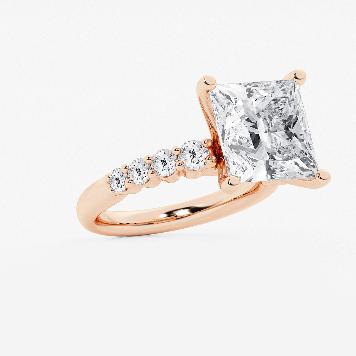 Additional Image 1 for  7 2/3 ctw Princess Lab Grown Diamond Graduated Engagement Ring