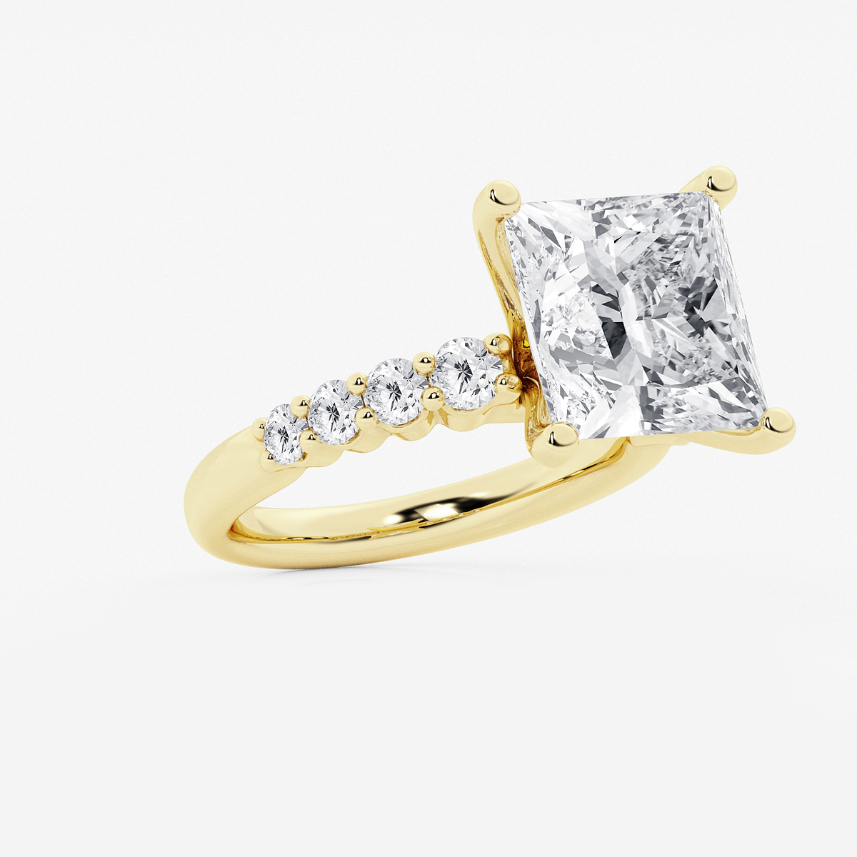 Additional Image 1 for  7 2/3 ctw Princess Lab Grown Diamond Graduated Engagement Ring