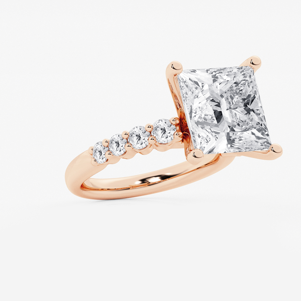 Additional Image 1 for  8 2/3 ctw Princess Lab Grown Diamond Graduated Engagement Ring