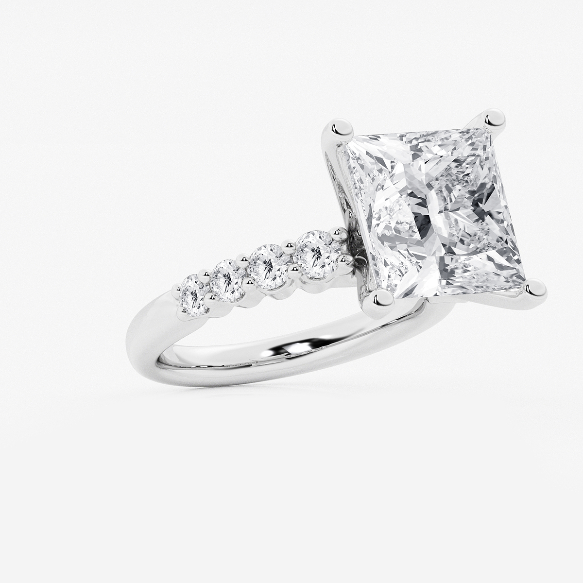 Additional Image 1 for  8 2/3 ctw Princess Lab Grown Diamond Graduated Engagement Ring
