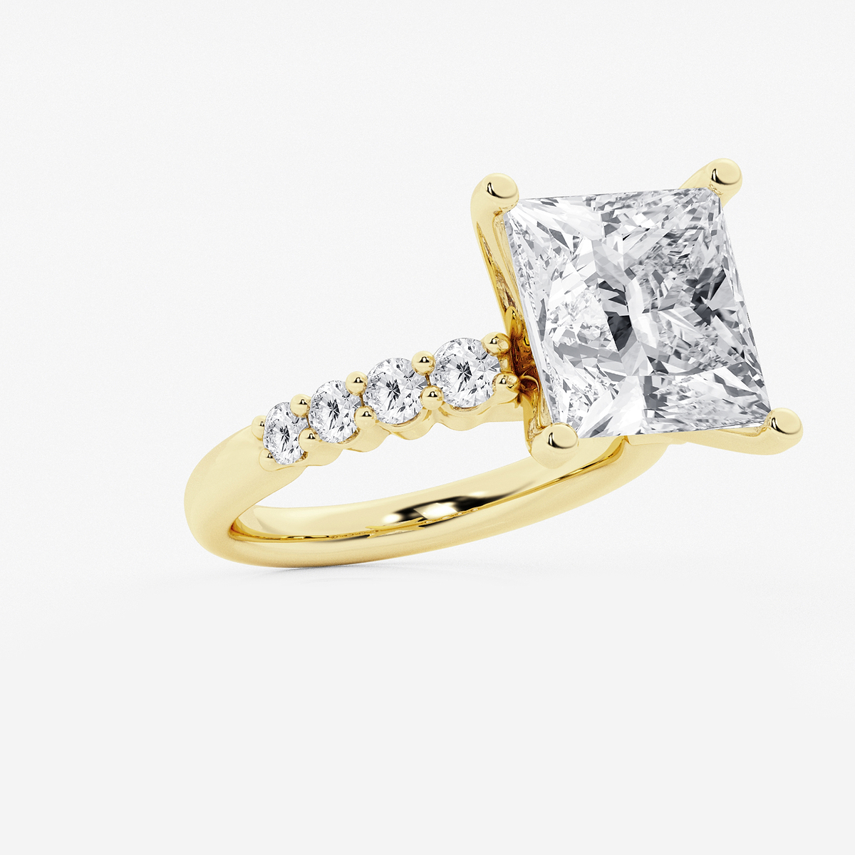Additional Image 1 for  8 2/3 ctw Princess Lab Grown Diamond Graduated Engagement Ring
