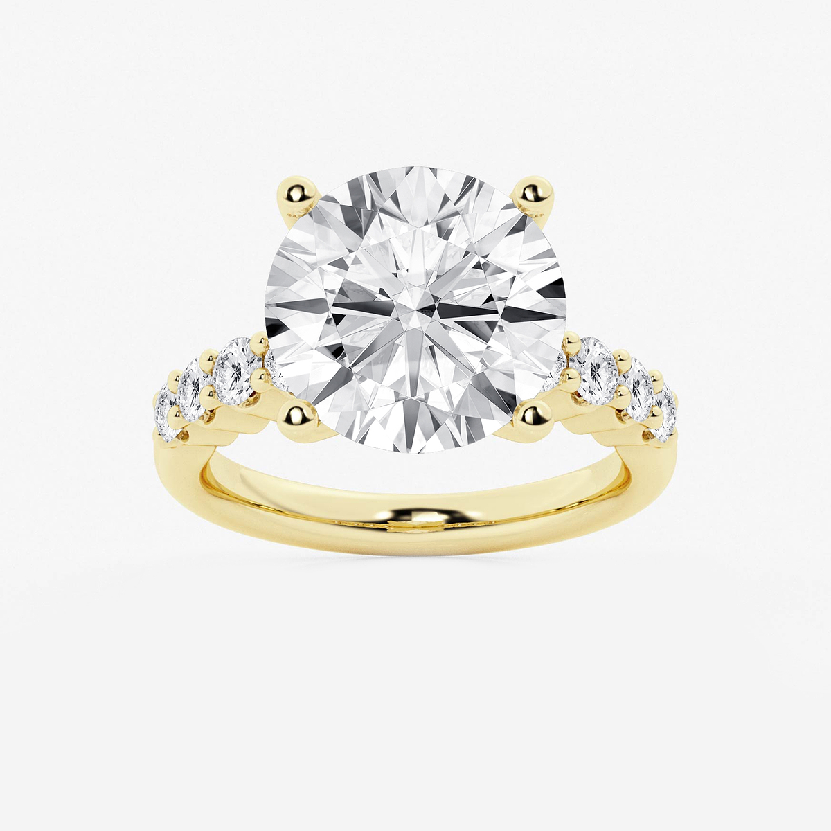8 2/3 ctw Round Lab Grown Diamond Graduated Engagement Ring 14K Yellow Gold, F, VS2