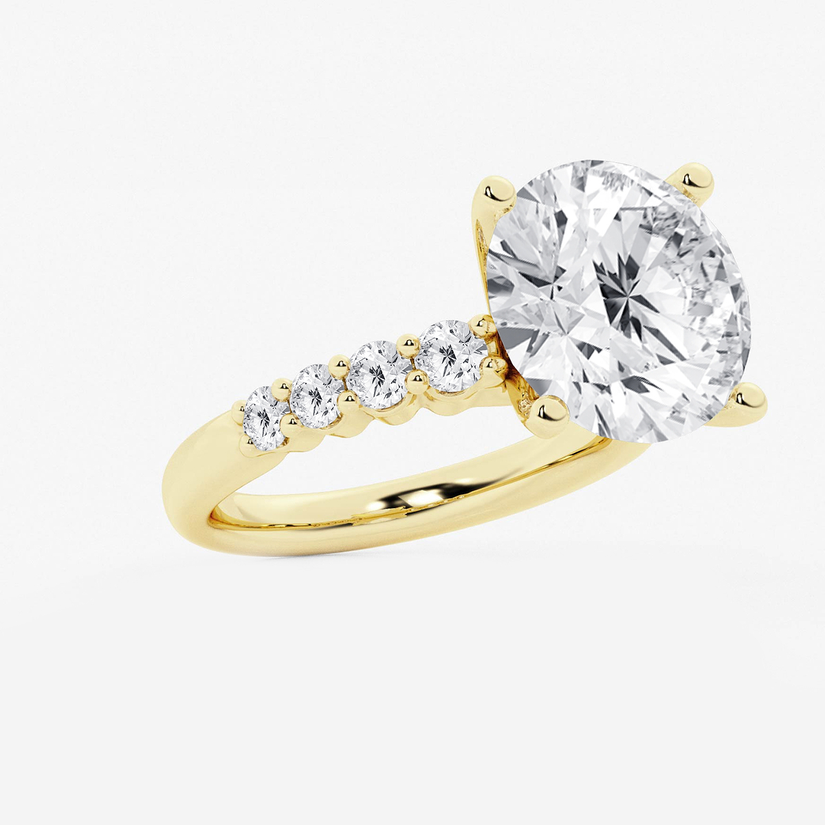 8 2/3 ctw Round Lab Grown Diamond Graduated Engagement Ring 14K Yellow Gold, F, VS2