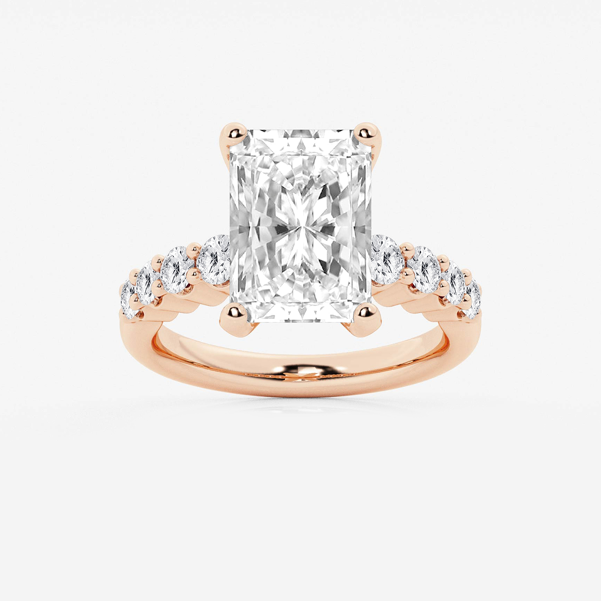 6 2/3 ctw Radiant Lab Grown Diamond Graduated Engagement Ring