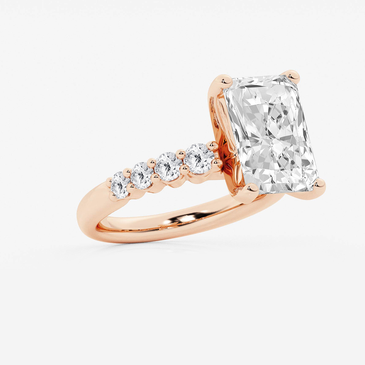Additional Image 1 for  6 2/3 ctw Radiant Lab Grown Diamond Graduated Engagement Ring