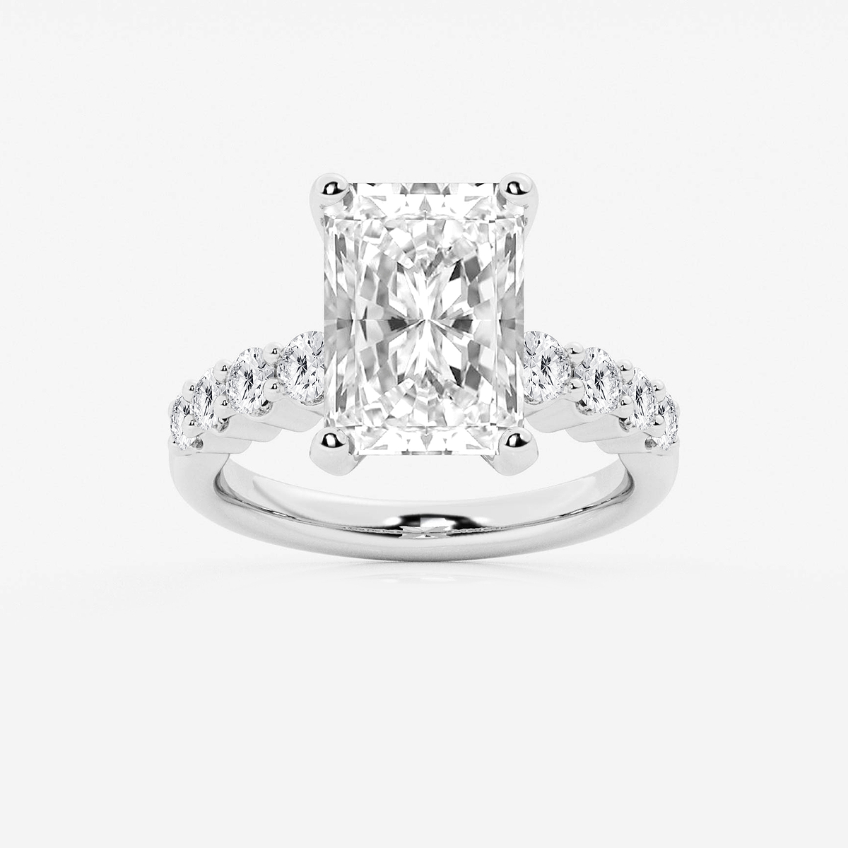 6 2/3 ctw Radiant Lab Grown Diamond Graduated Engagement Ring
