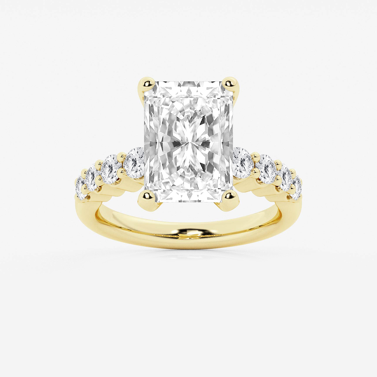 6 2/3 ctw Radiant Lab Grown Diamond Graduated Engagement Ring