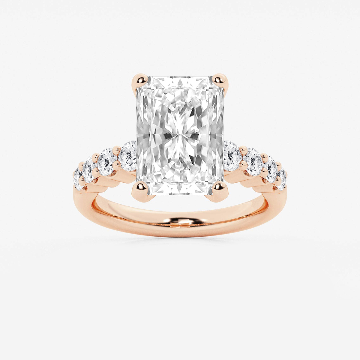7 2/3 ctw Radiant Lab Grown Diamond Graduated Engagement Ring