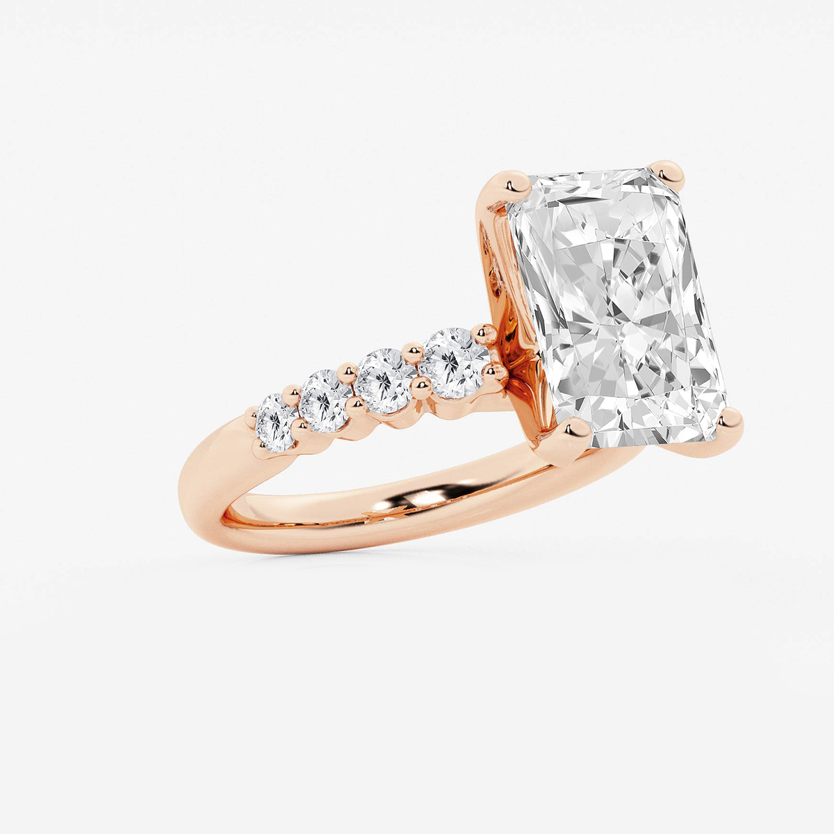 Additional Image 1 for  7 2/3 ctw Radiant Lab Grown Diamond Graduated Engagement Ring