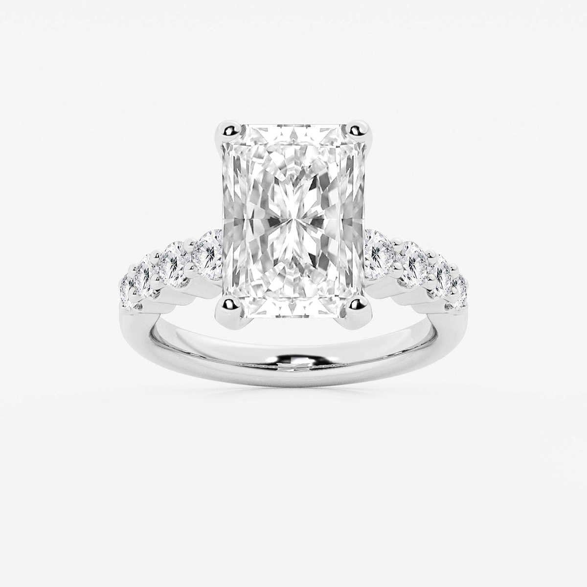 7 2/3 ctw Radiant Lab Grown Diamond Graduated Engagement Ring