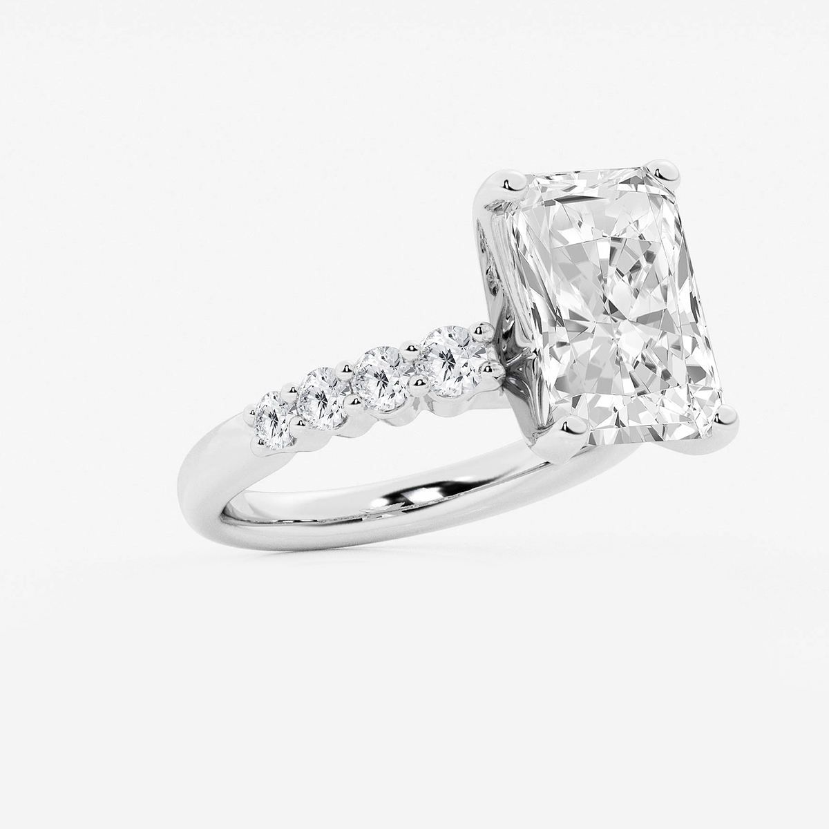 Additional Image 1 for  7 2/3 ctw Radiant Lab Grown Diamond Graduated Engagement Ring