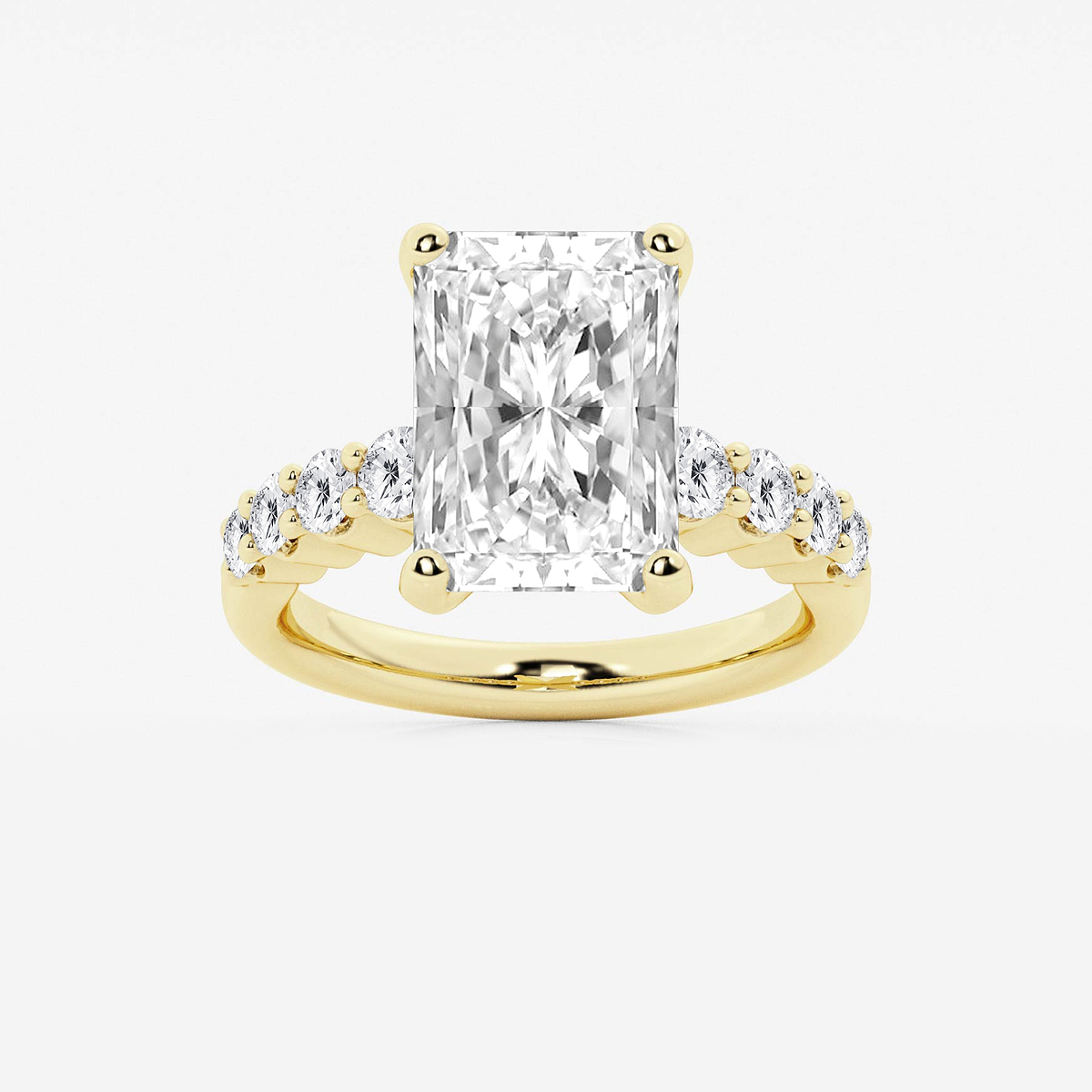 7 2/3 ctw Radiant Lab Grown Diamond Graduated Engagement Ring