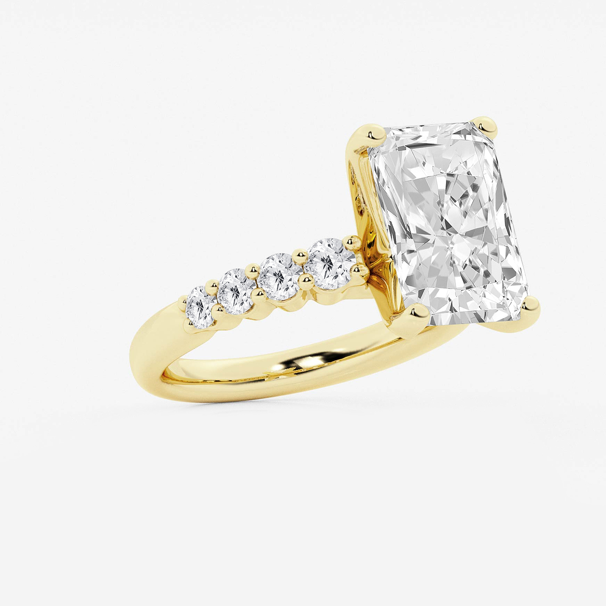 Additional Image 1 for  7 2/3 ctw Radiant Lab Grown Diamond Graduated Engagement Ring